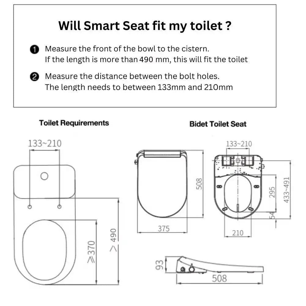 Conor Premium D Shape Heated Smart Bidet Toilet Seat with Installation Kit CONOR BIDET