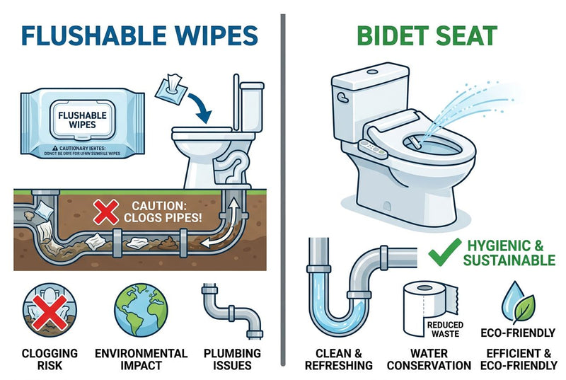 Flushable Wipes vs Bidet Seat: What Should Go Down the Toilet?
