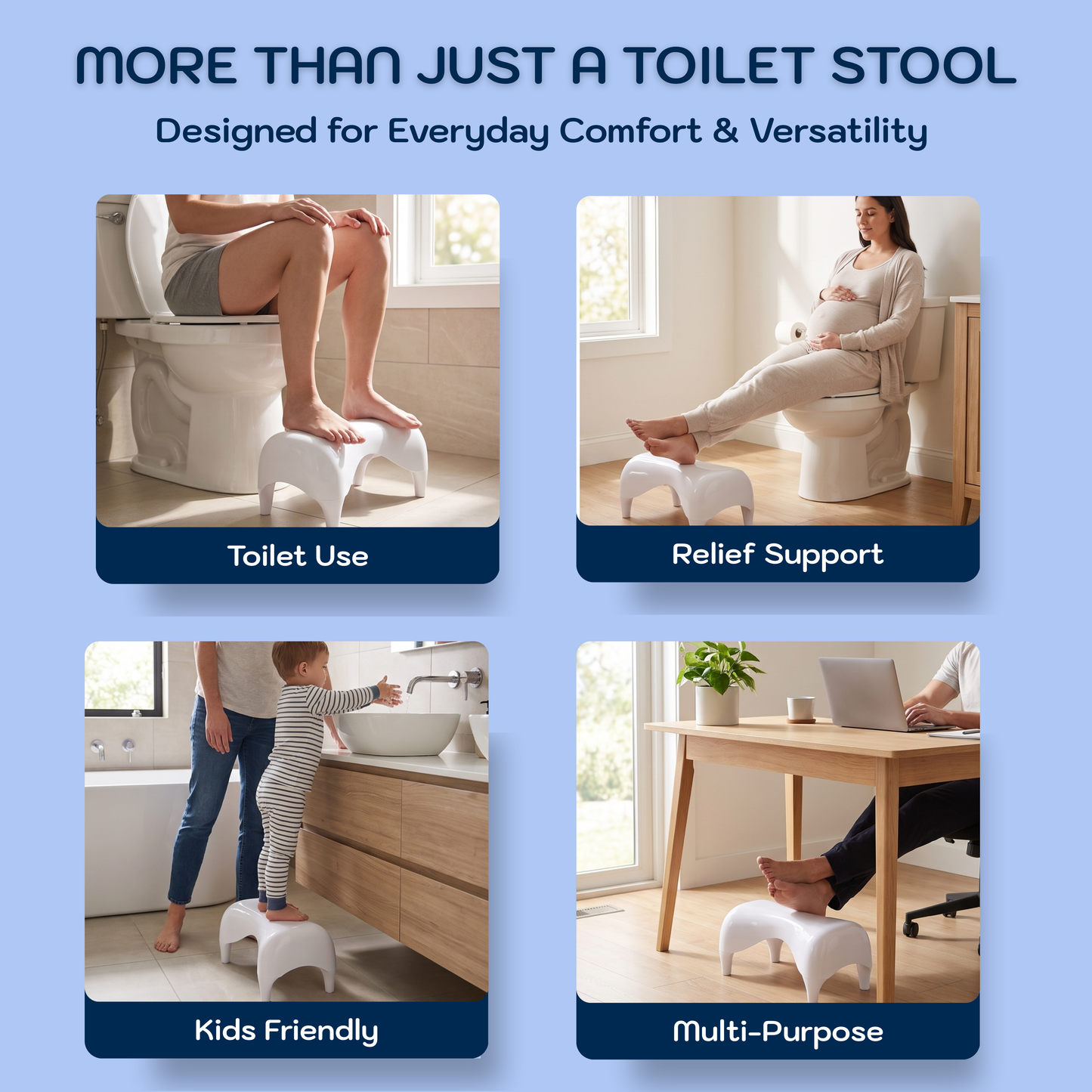 Conor Eco Toilet Foot Stool with Ergonomic Modern Design White