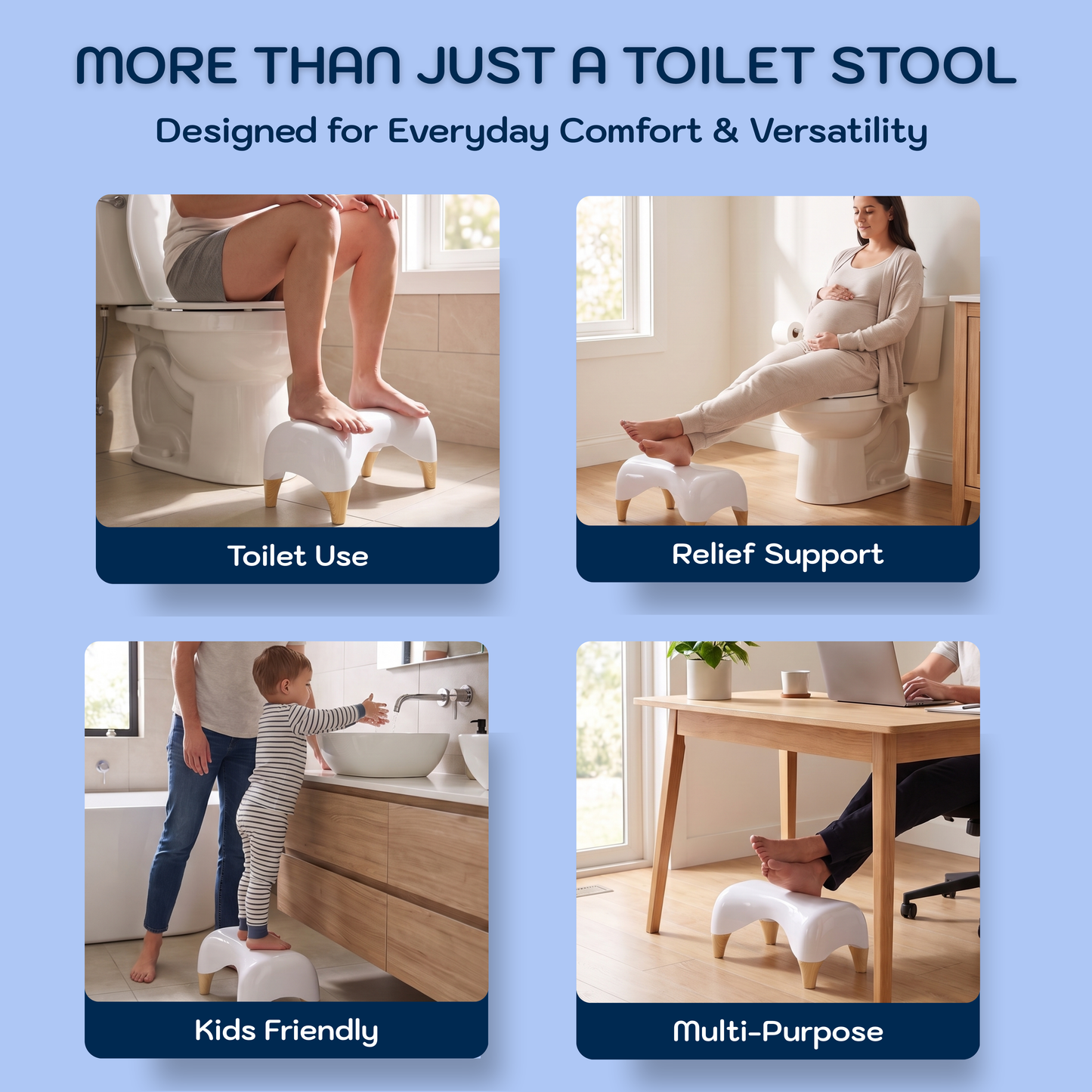 Conor Eco Toilet Foot Stool with Ergonomic Modern Design & Wooden Foot Finish