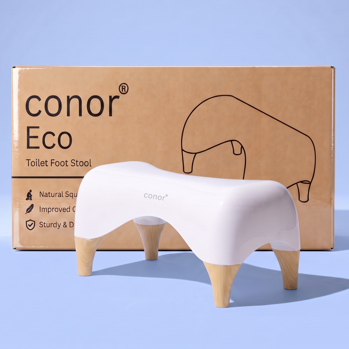 Conor Eco Toilet Foot Stool with Ergonomic Modern Design & Wooden Foot Finish