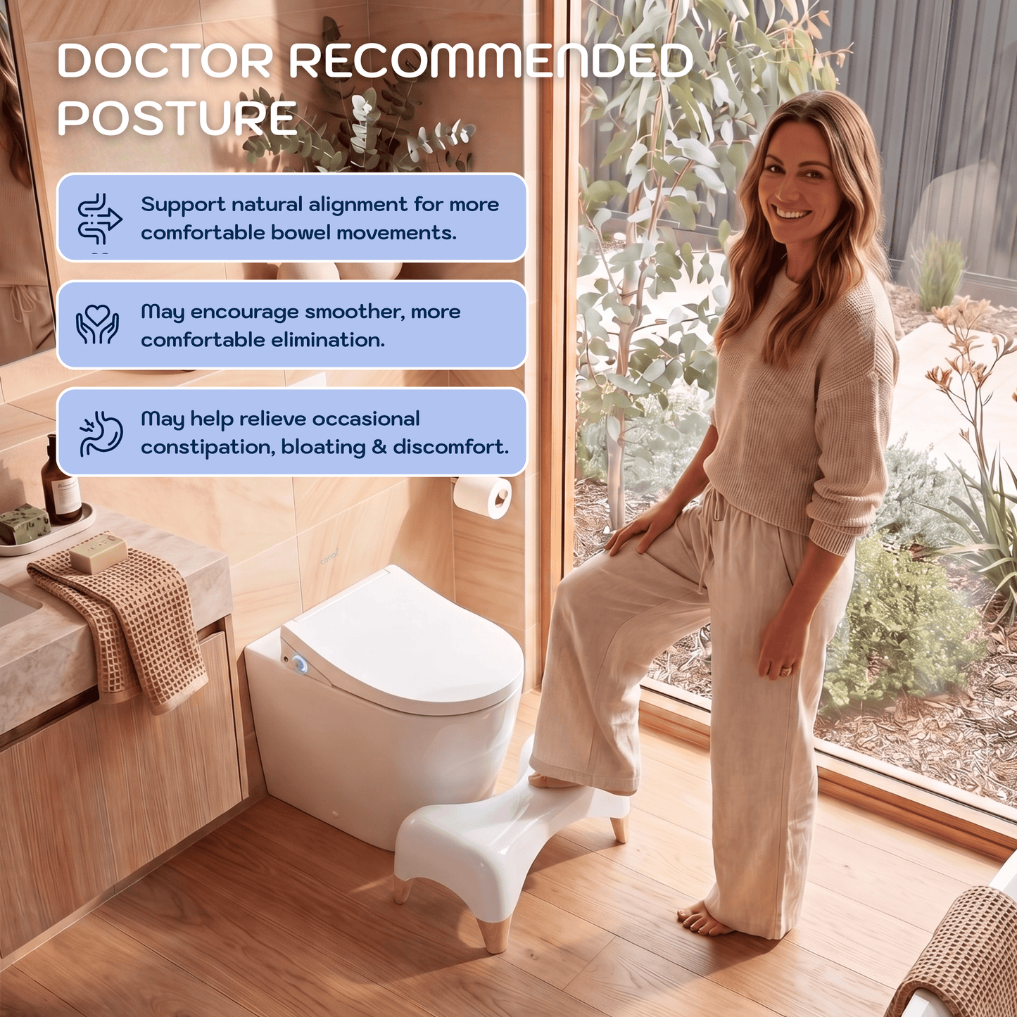Conor Eco Toilet Foot Stool with Ergonomic Modern Design White
