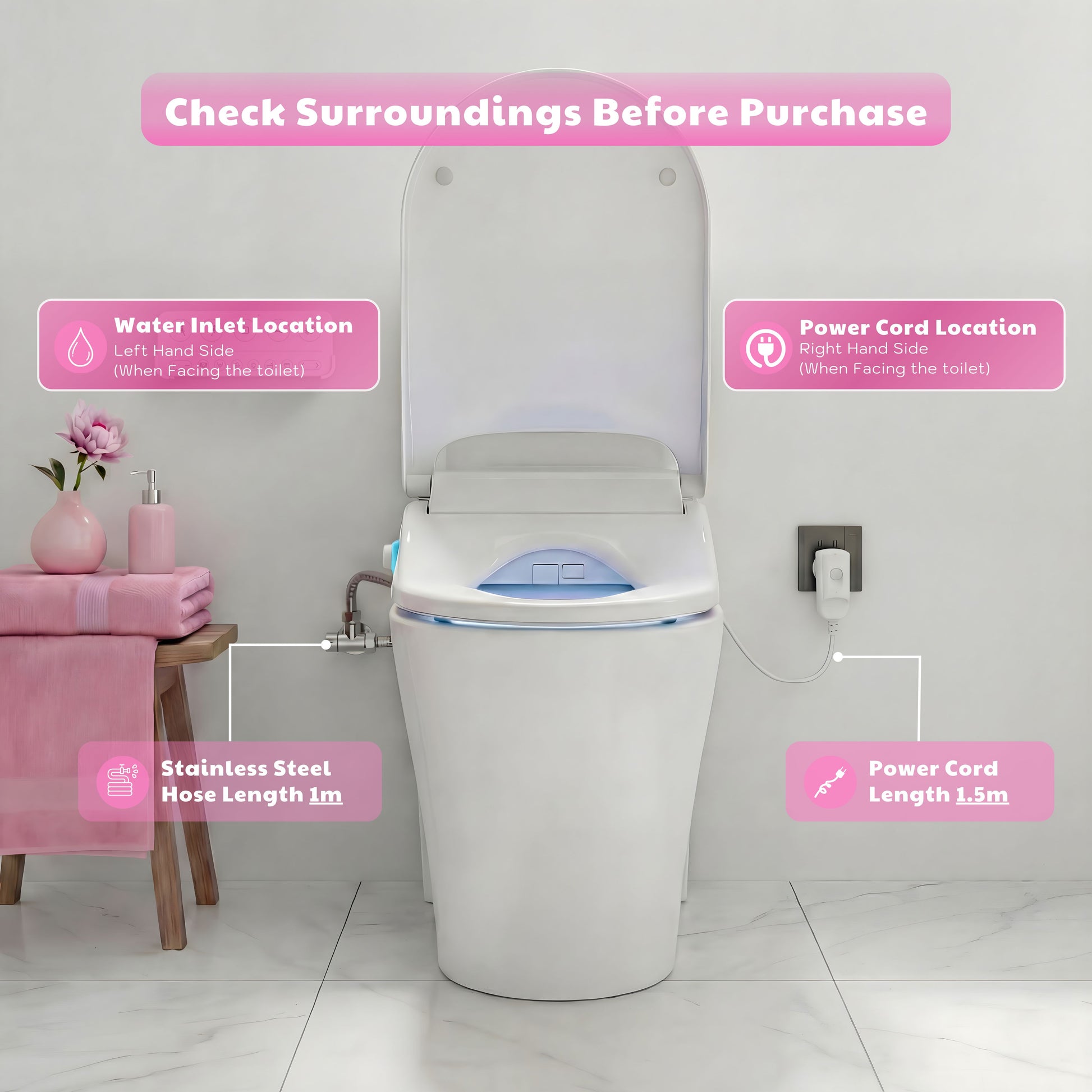 Conor Arista Smart Bidet Seat with Auto Open/Close & Installation Kit Conor 