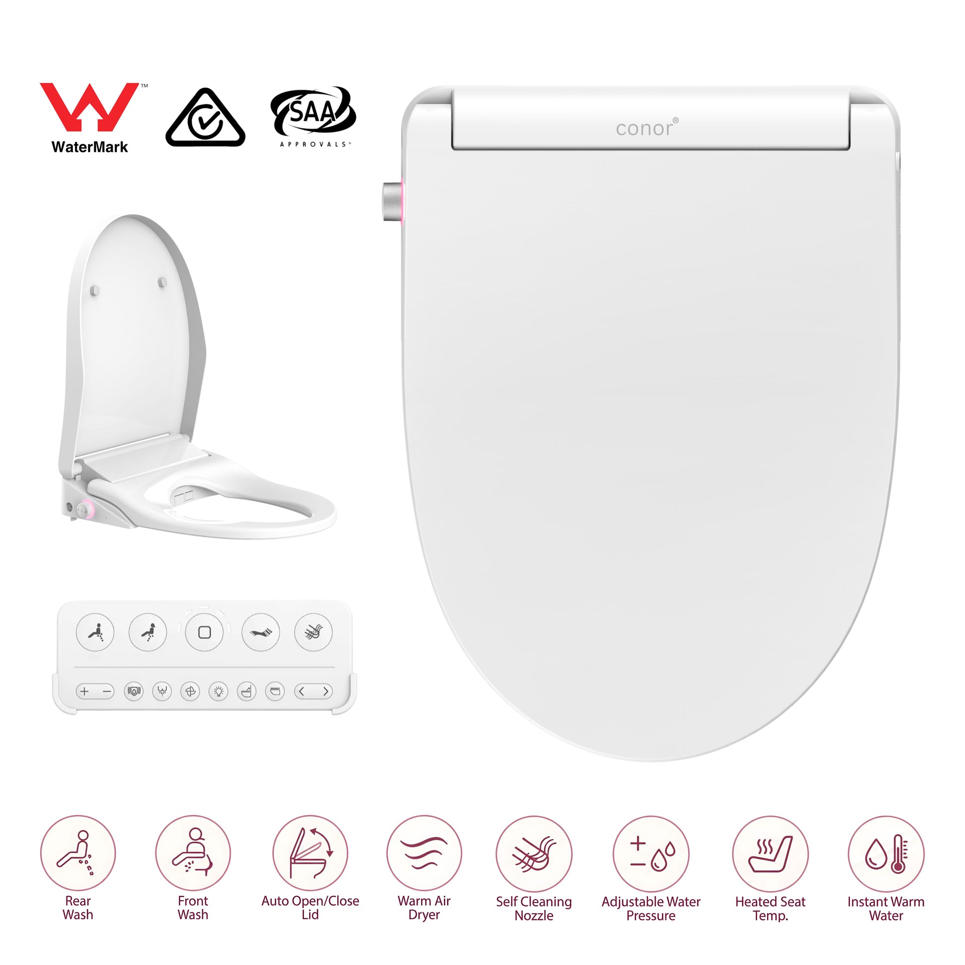 Conor Arista Smart Bidet Seat with Auto Open/Close & Installation Kit Conor 