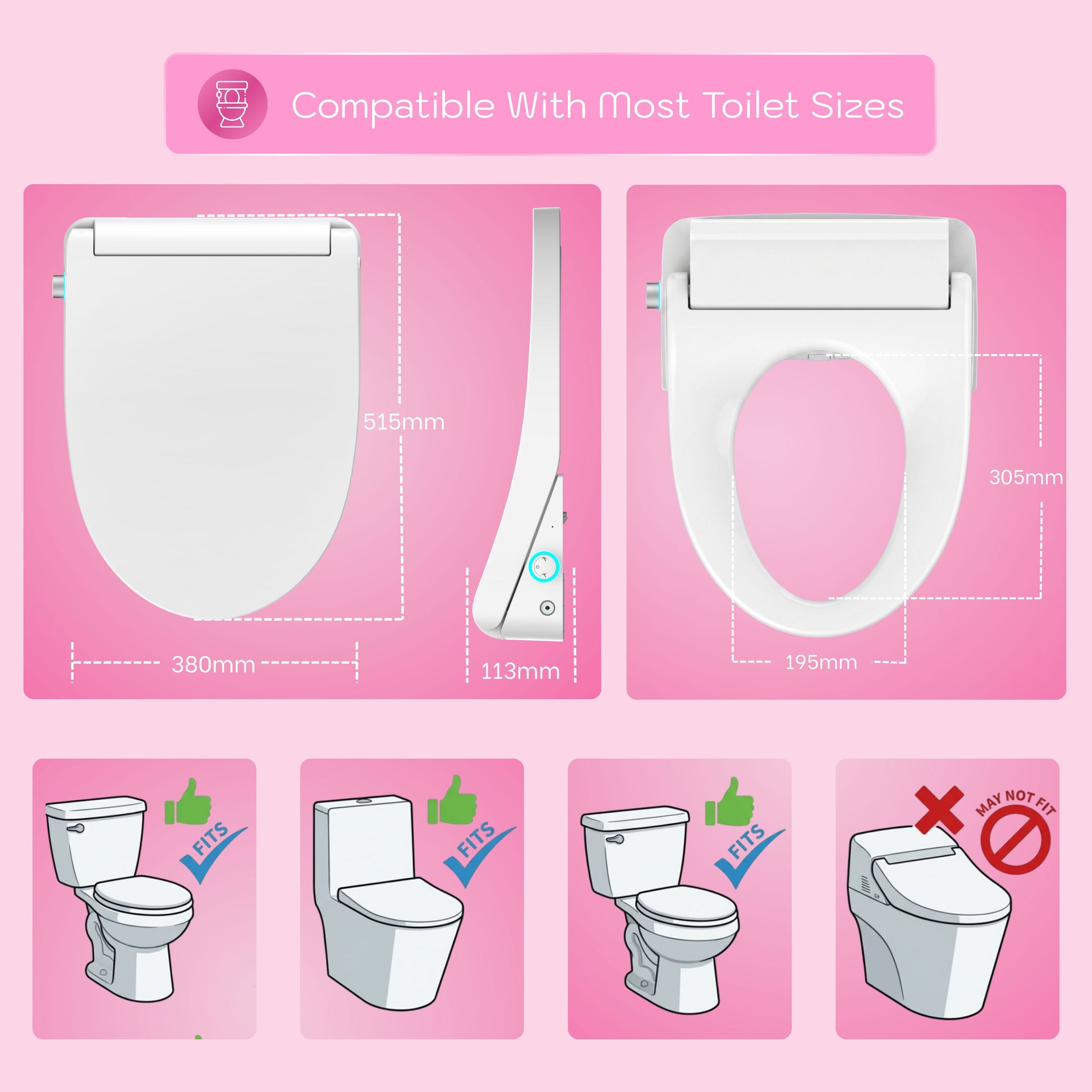 Conor Arista Smart Bidet Seat with Auto Open/Close & Installation Kit Conor 