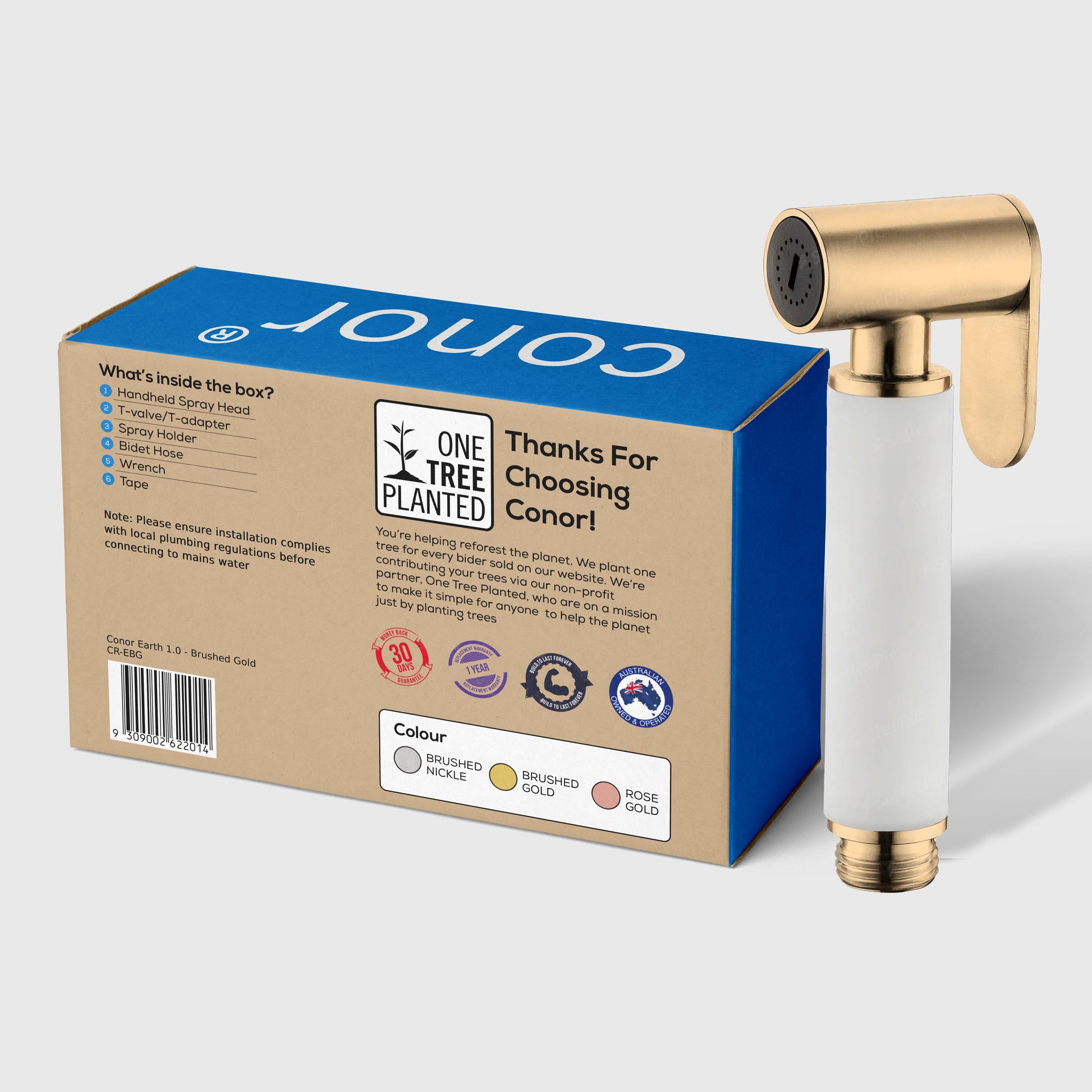 Conor Earth 1.0 Gold Handheld Bidet Spray with Kit conors.com.au 