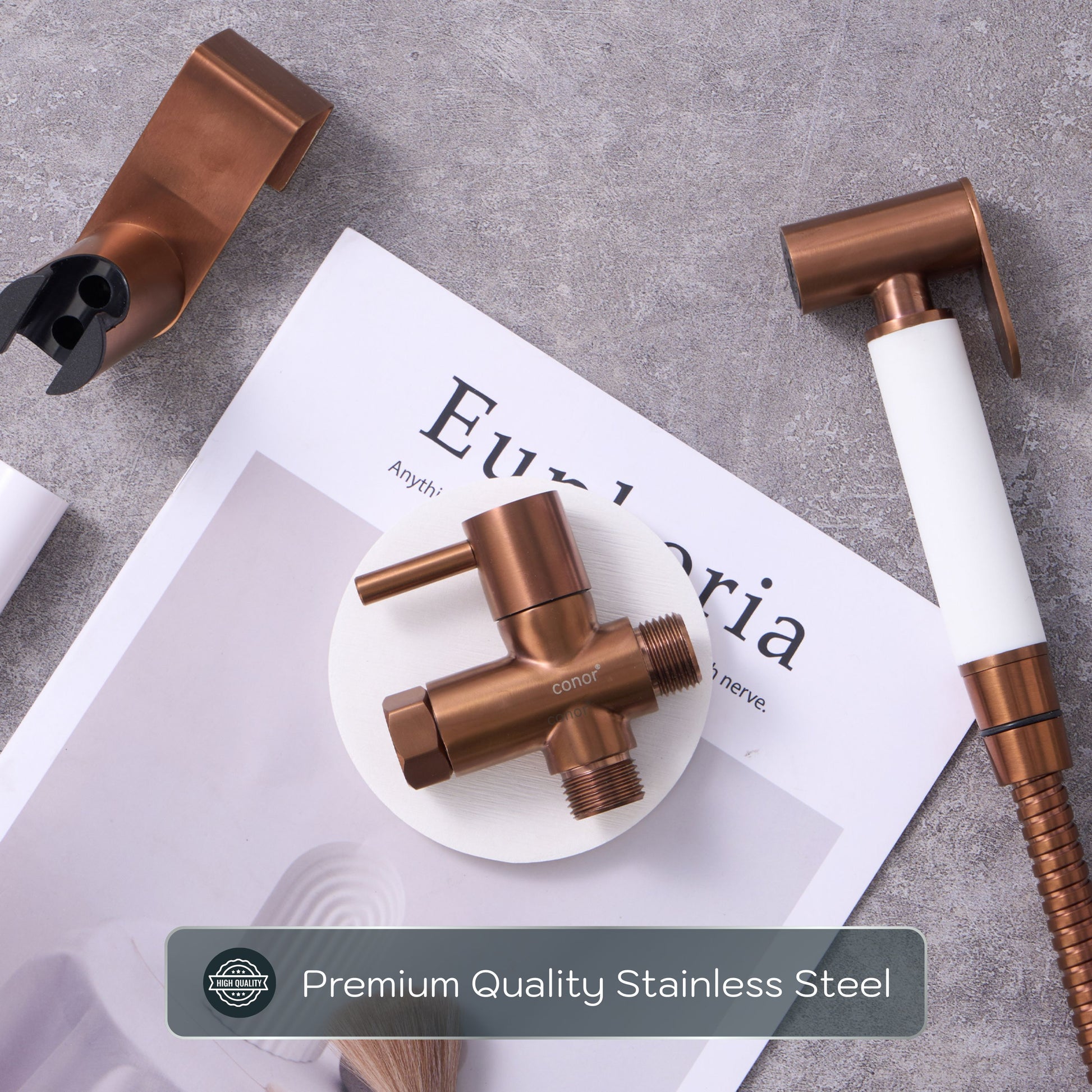 Conor Earth 1.0 Rose Gold Handheld Bidet Spray with Installation Kit conors.com.au 