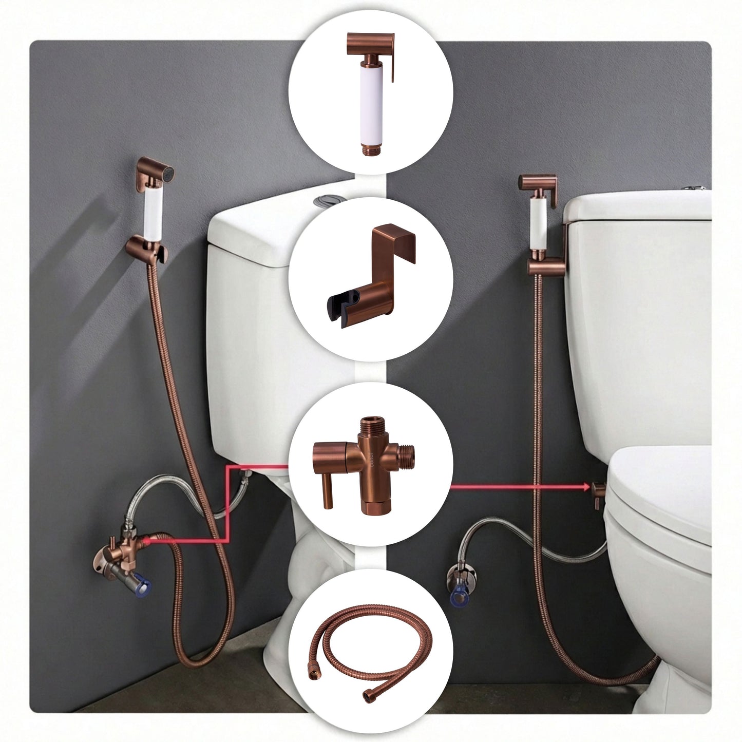Conor Earth 1.0 Rose Gold Handheld Bidet Spray with Installation Kit conors.com.au 