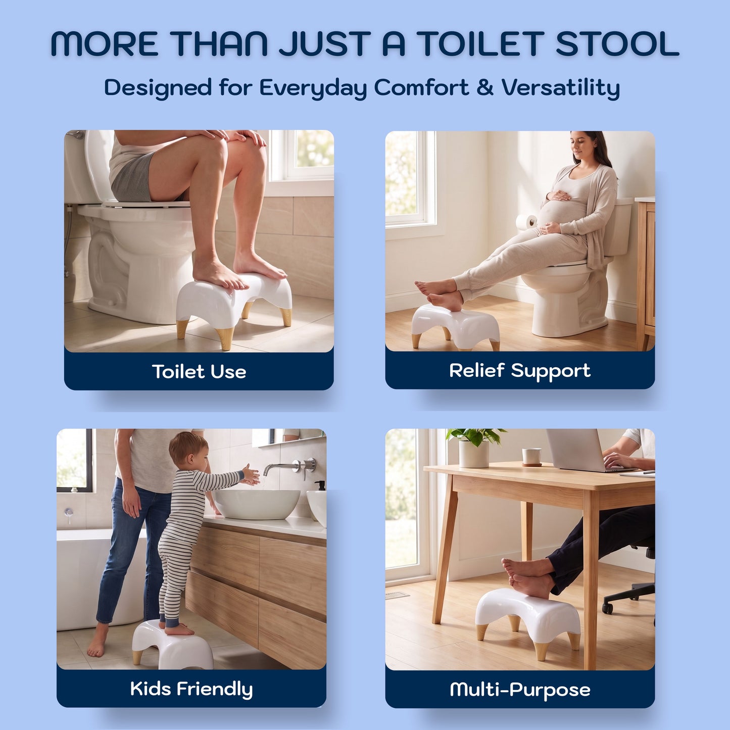 Conor Eco Toilet Foot Stool with Ergonomic Modern Design & Wooden Foot Finish Conor 