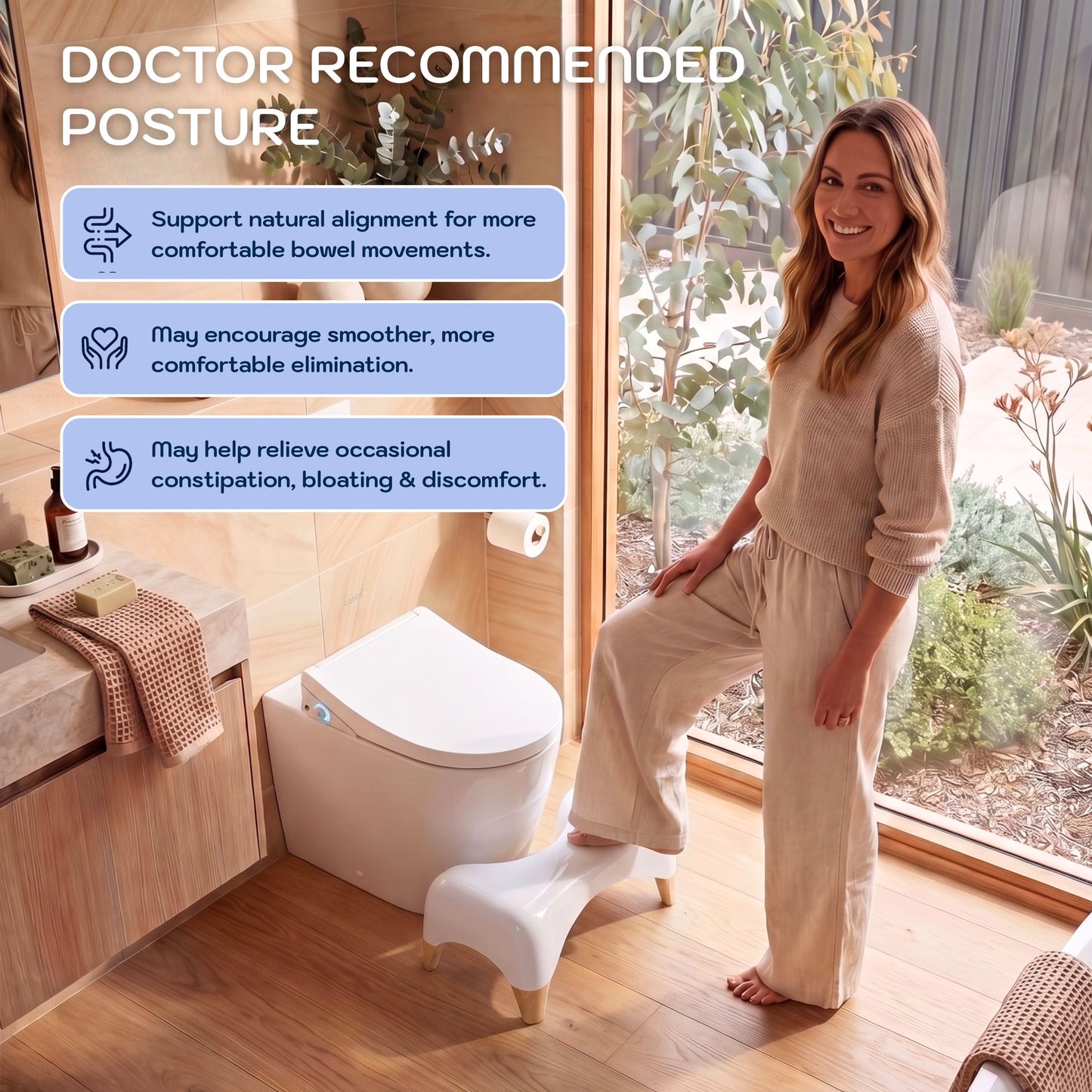 Conor Eco Toilet Foot Stool with Ergonomic Modern Design & Wooden Foot Finish Conor 