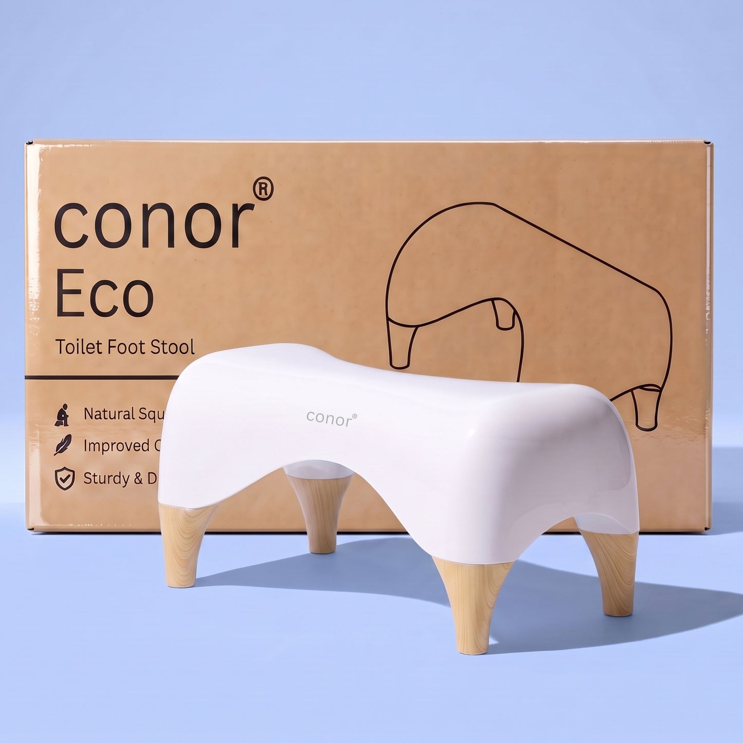 Conor Eco Toilet Foot Stool with Ergonomic Modern Design & Wooden Foot Finish Conor 