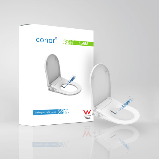 Conor Elara Non Electric D Shape Bidet Toilet Seat with Installation Kit conors.com.au Left Water Inlet 