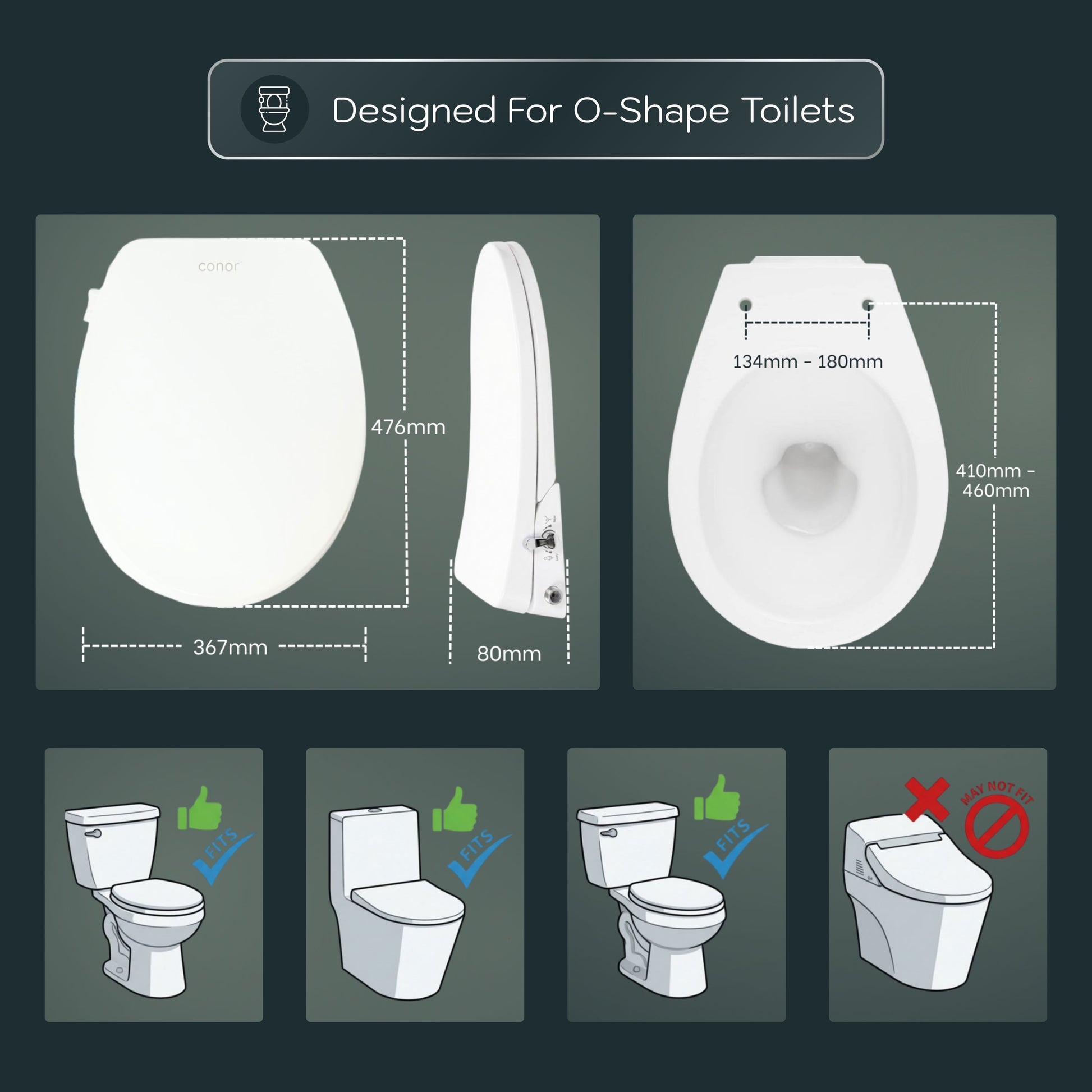 Conor Elara Non Electric O Shape Bidet Toilet Seat with Installation Kit conors.com.au 
