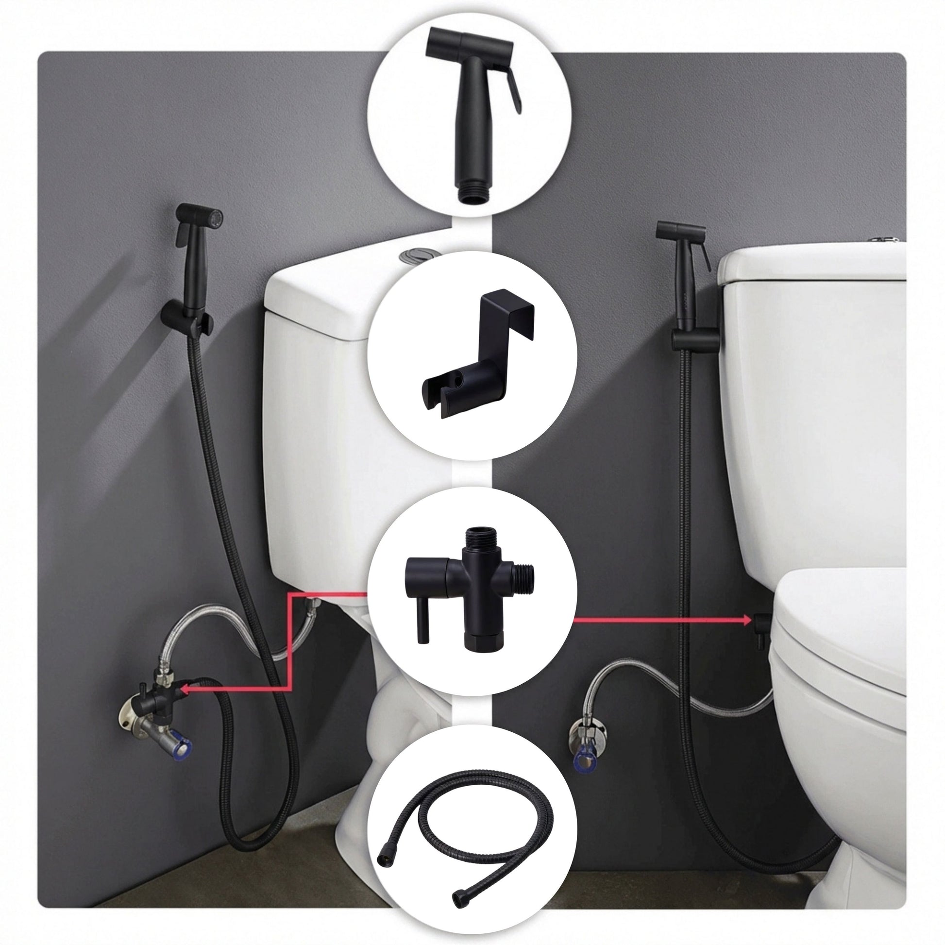 Conor Ember 1.0 Black Handheld Bidet Spray with Installation Kit conors.com.au 