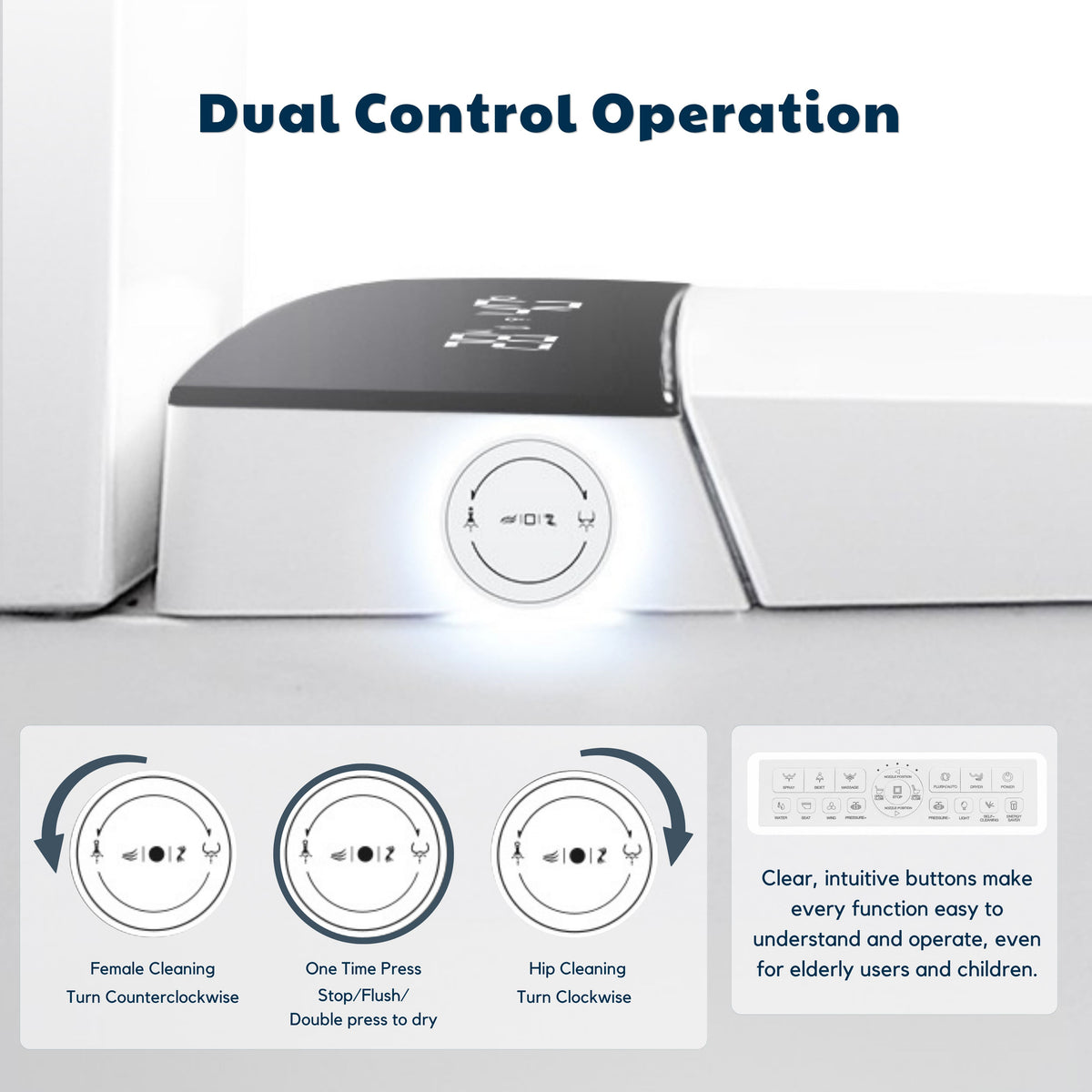 FlushGreen wireless remote control LED display and side knob