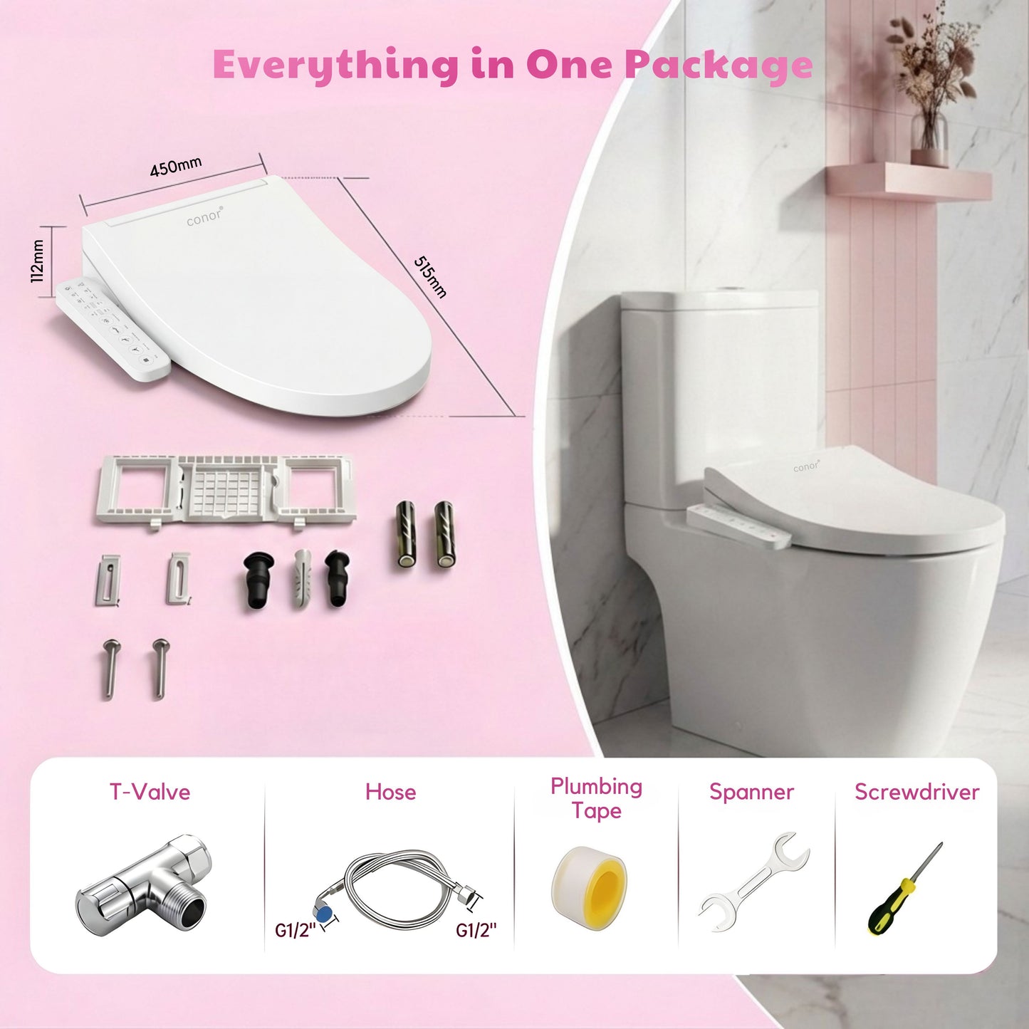Conor Lyra Smart Bidet Seat with Installation Kit Conor 