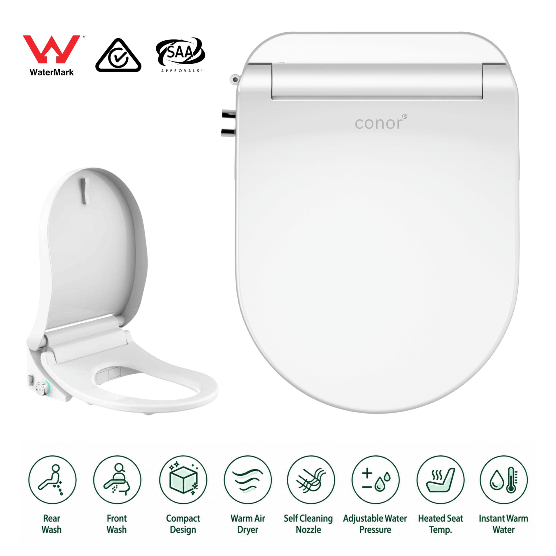 Conor Nova Smart Bidet Seat with Remote Control & Installation Kit Conor 