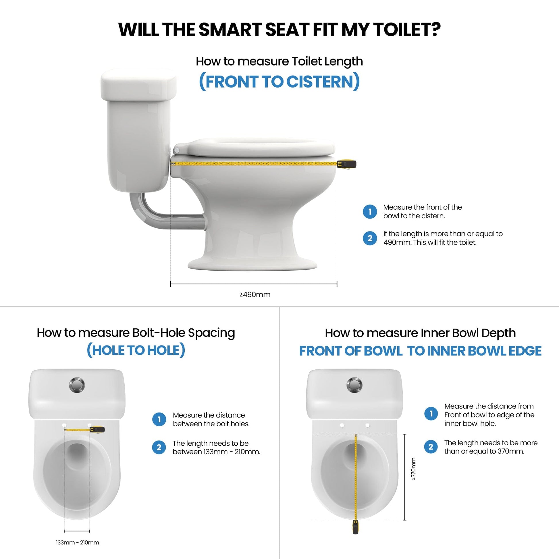 Conor Premium D Shape Heated Smart Bidet Toilet Seat with Installation Kit CONOR BIDET 