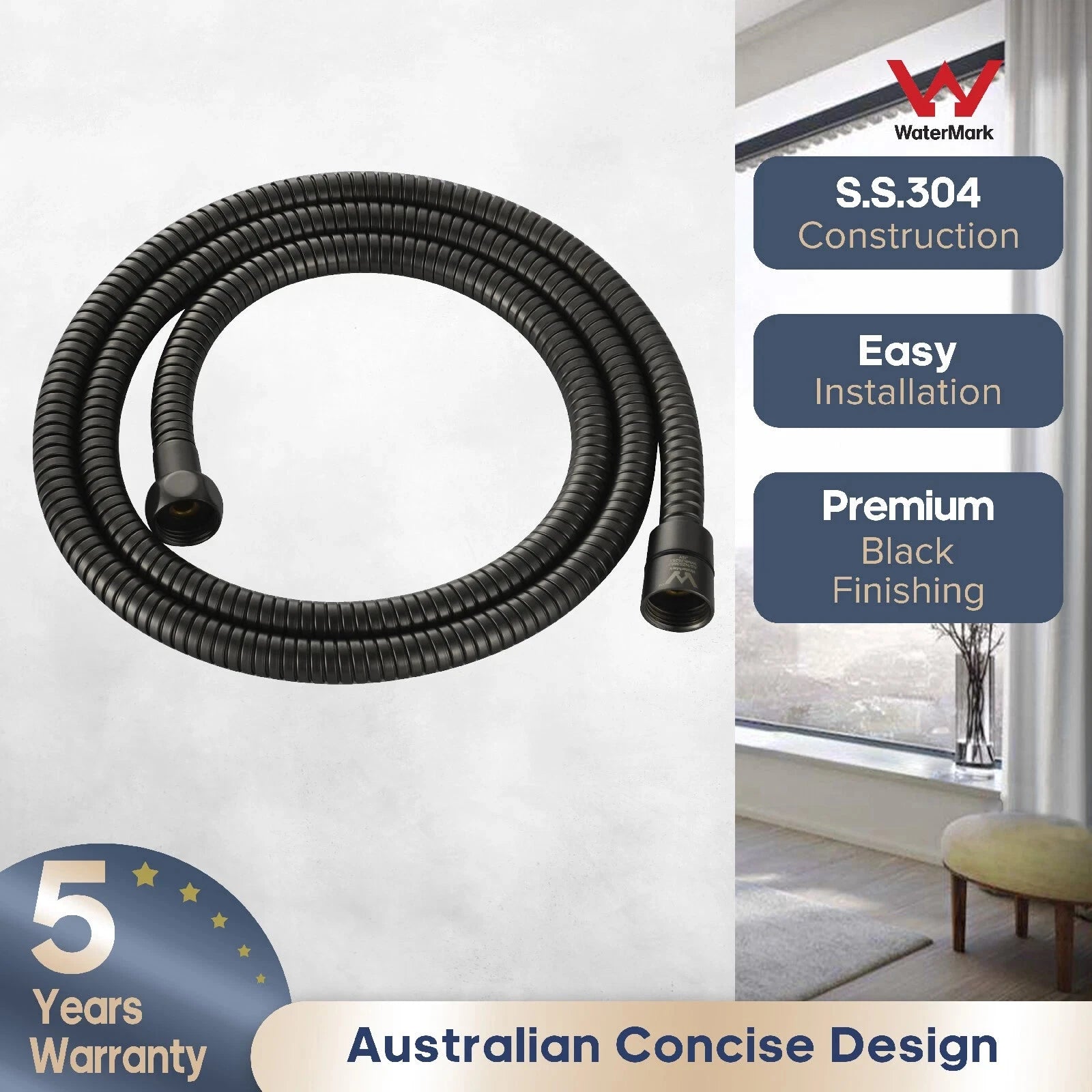Premium Flexible Bidet Hose Matte Black conors.com.au 