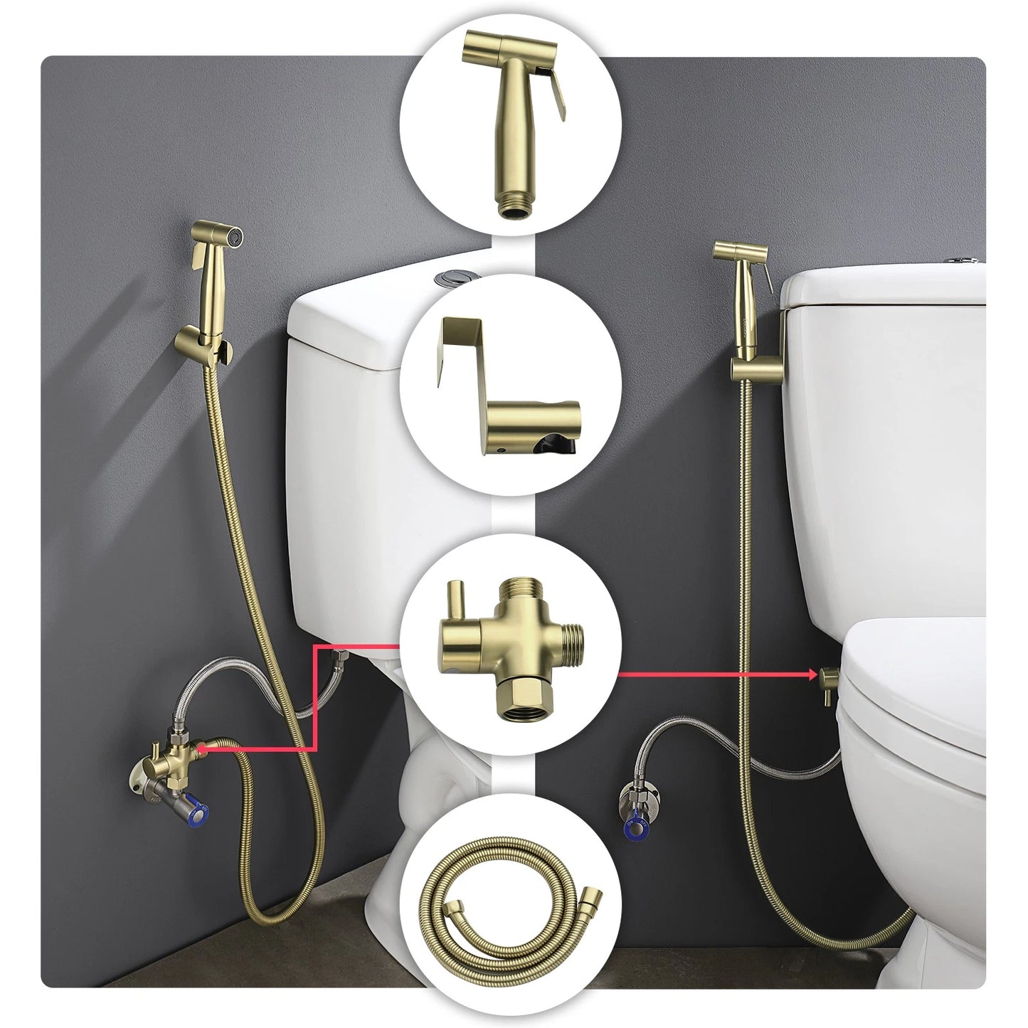 Conor Ember Gold Handheld Bidet Spray with Installation Kit
